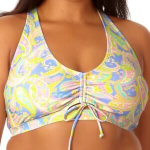 California Sunshine Juniors' Cinched Front Bikini Swimsuit Top Multi Size 1X